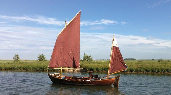 Giacomo sailing his Ness Yawl on French canal ©  SW